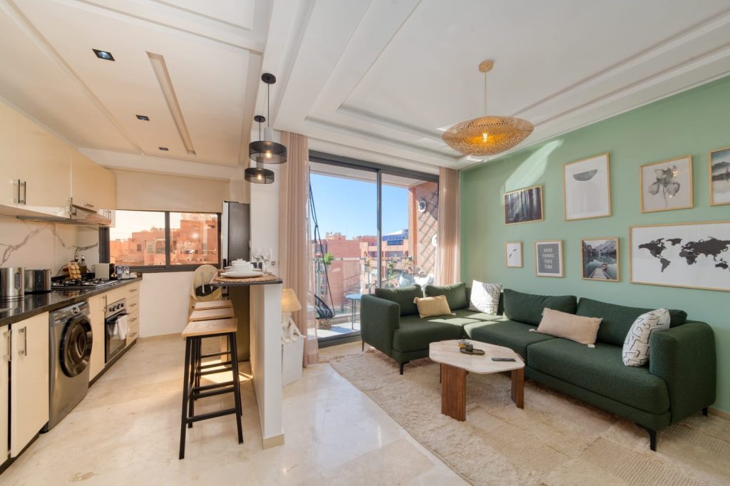 Terrasse d’un appartement géré par GMA Properties à Guéliz, Marrakech